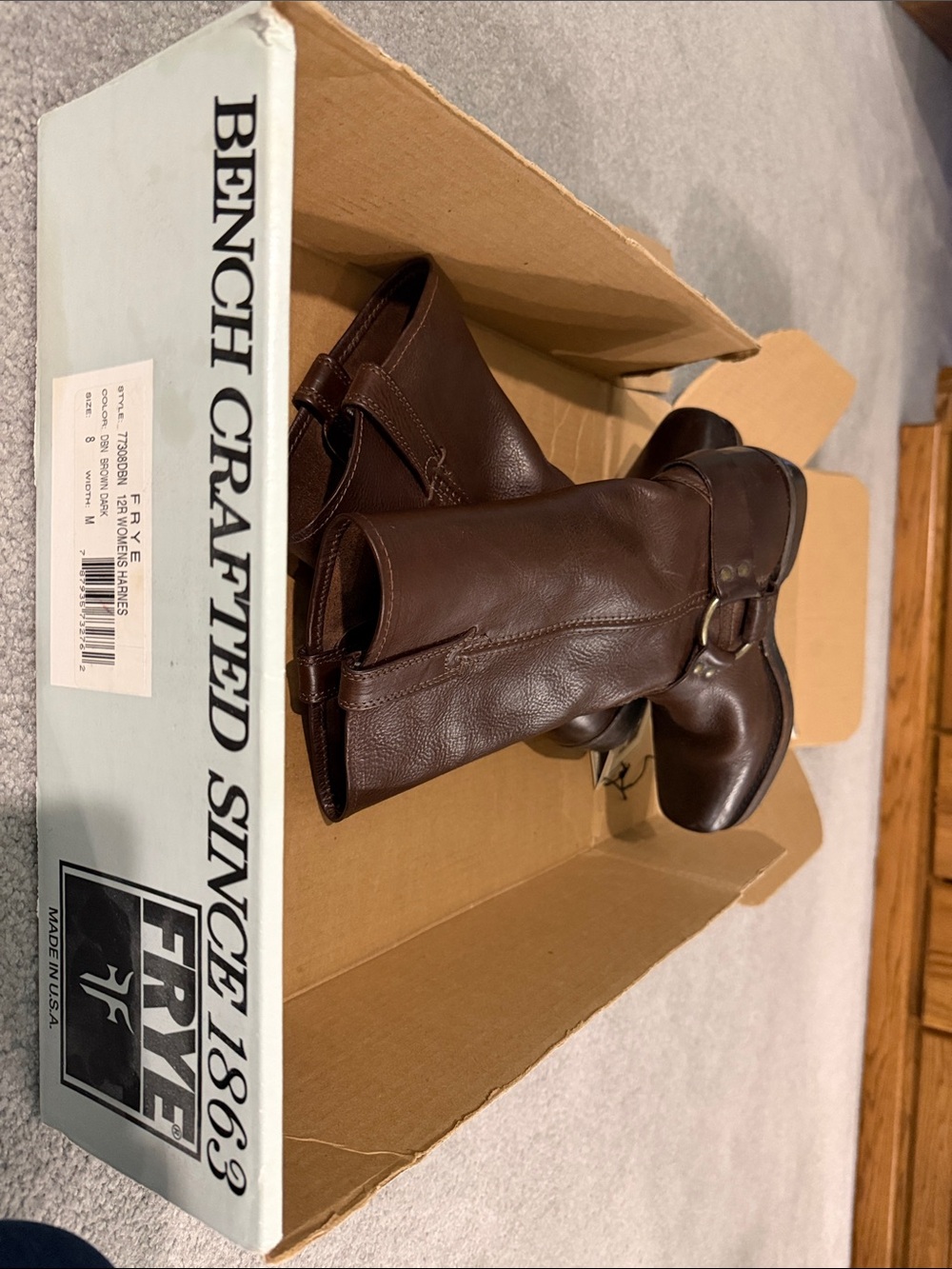 Frye Brown Leather Mid-Calf Heeled Boots